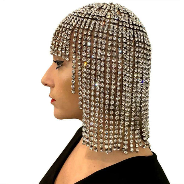 Glamorous Rhinestone Fringe Hair Accessory - Perfect for Halloween and Special Events
