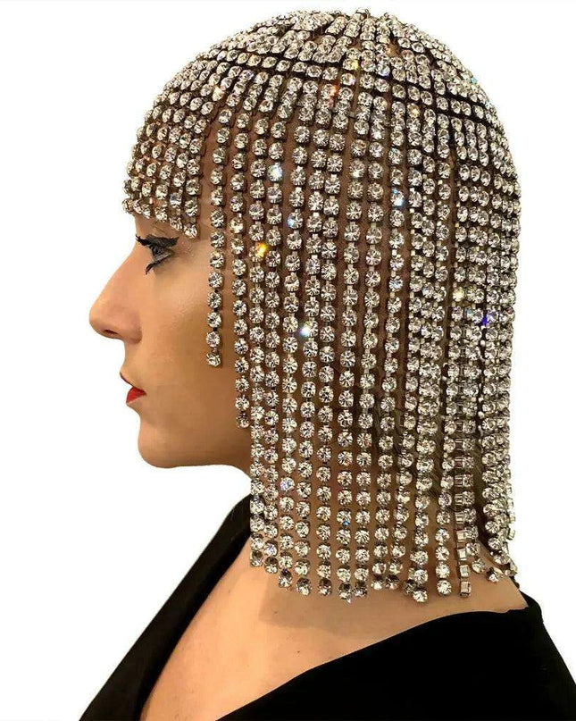 Glamorous Rhinestone Fringe Hair Accessory - Perfect for Halloween and Special Events