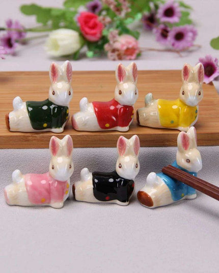 Adorable Japanese Ceramic Rabbit Chopstick Rest for Dining and Home Decor