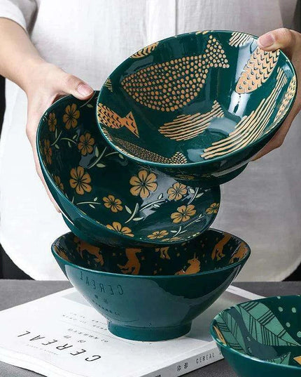 Chic Japanese Ceramic Ramen and Soup Bowl Collection - Essential for Elegant Dining Experiences