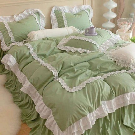 Sumptuous Korean-Style Washed Cotton Bedding Ensemble with Elegant Envelope Pillowcase Design