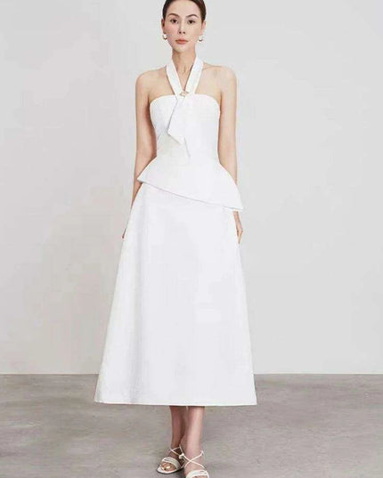 Elegant Women's Summer Evening Halter Top and Flowing Skirt Ensemble for 2024