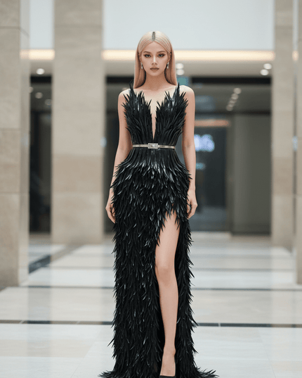 Stunning Silver Sequin Mermaid Gown with Deep V Neck and High Side Slit for Glamorous Nights