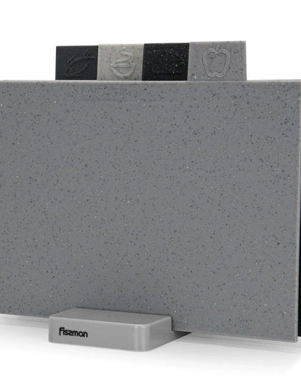 Vibrant Color-Coded Anti-Bacterial Cutting Board Set with Smart Organizer - 4-Piece Collection