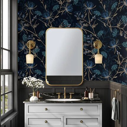 Très Elite Dark Dandelion Floral Peel and Stick Wallpaper - Removable,