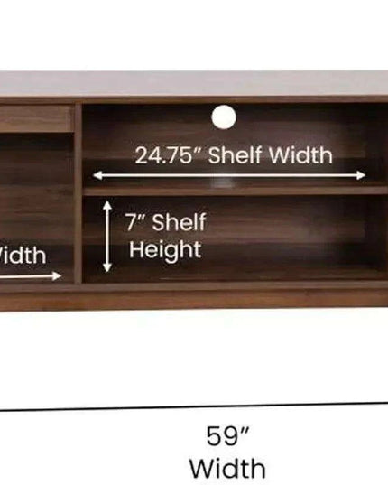 60" Walnut-Finished Mid-Century Modern TV Stand with Soft-Close Doors and Adjustable Shelf