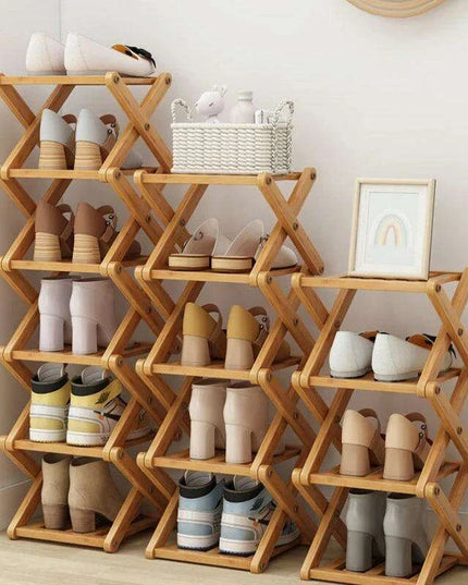 Stylish Multi-Tier Bamboo Footwear Organizer for Efficient Home Storage