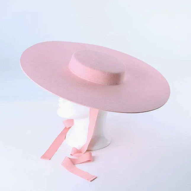 Wide Brim Wool Felt Fedora Hat for Men and Women