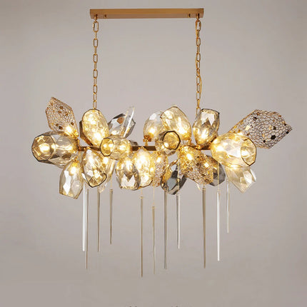 Modern Artistic Gold LED Glass Chandelier — Multi-Form, Custom Sizes