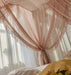 Elegant Sheer Linen Canopy Bed Drapes with Complete Mosquito Net Set