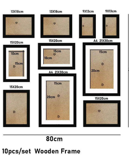 Timeless Family Memories Wooden Photo Frame Collection - 10 Piece Set