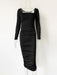 Elegant Long Sleeve Black Midi Dress with Ruched Detailing - The Ultimate Women’s Wardrobe Staple