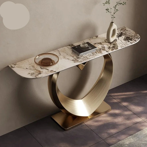 Elegant Slate and Steel Console Table - Modern Italian Design for Home Styling