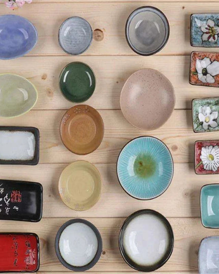 Chic Ceramic Soy Sauce Dipping Dish Set with Multi-Purpose Serving Tray