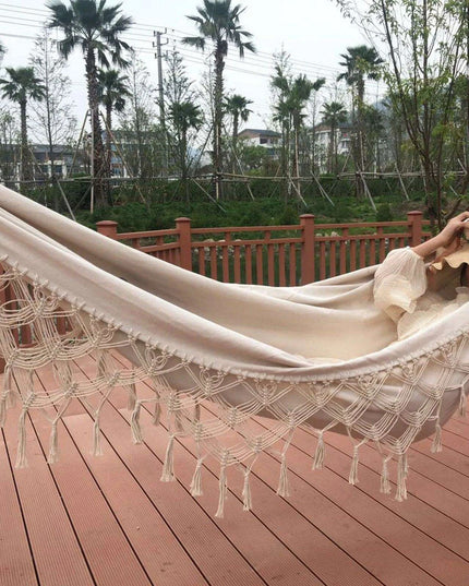 Chic Bohemian Macrame Hammock with Handcrafted Tassels