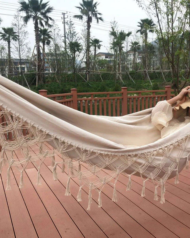 Chic Bohemian Macrame Hammock with Handcrafted Tassels