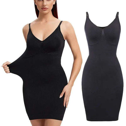 V-Neck Seamless Shaping Dress - Slimming Corset with Hip Boosting Features