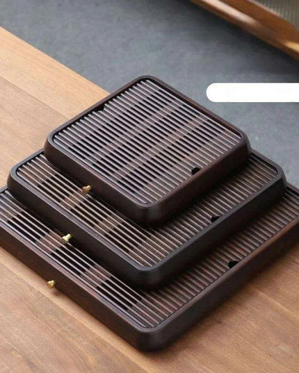Bamboo Serving Tray for Tea and Coffee - 25cm Portable Wooden Tray