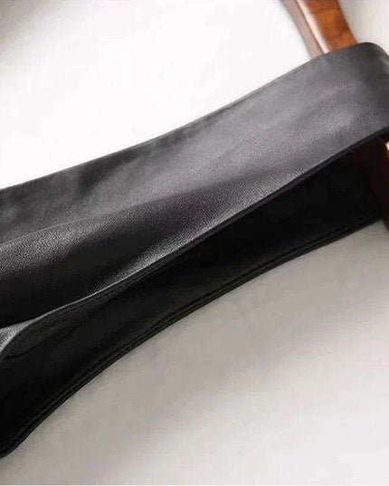 Chic Customizable Black Faux Leather Midi Dress with Pockets for Women - Perfect Bodycon Clubwear