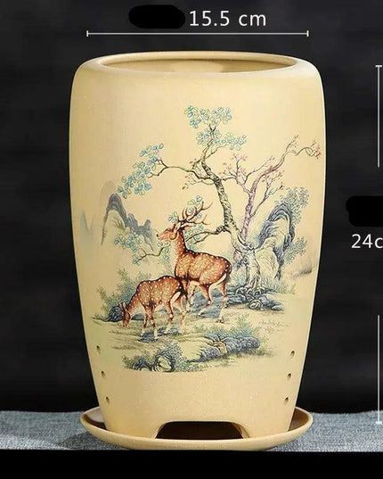 Elegant Lavender Sand Orchid Planter Set: Chic Botanical Accent