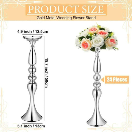 Luxurious 24-Piece Gold Metal Vase Stands - 20 Inches Tall for Exquisite Decoration