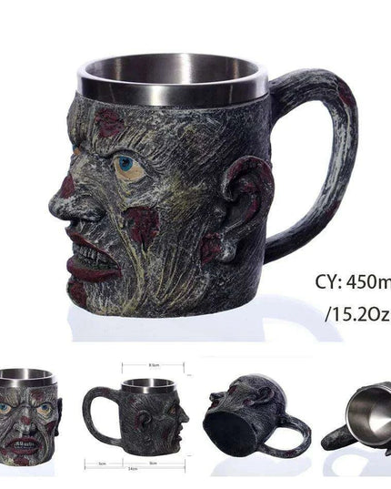 Skull Viking Pirate Tankard: Resin Steel Drinking Vessel & Decor Accent