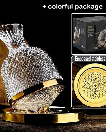 Elegant Rotating Crystal Wine Decanter Set for Optimal Aeration