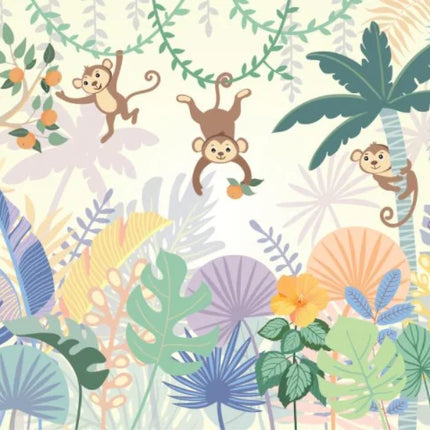 Tropical Monkey Wall Mural – Custom-Size, Multiple Finishes
