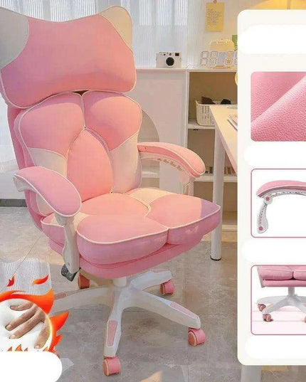 Nordic Luxe Gaming Chair with Genuine Leather and 360-Degree Swivel