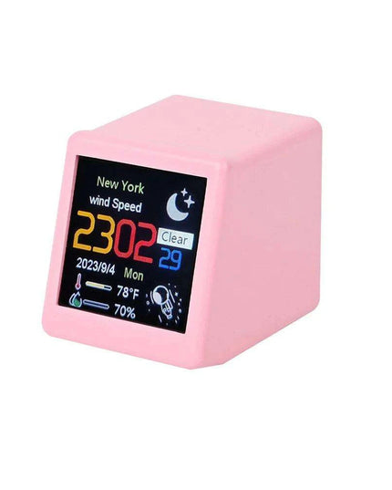Mini Smart WiFi Weather Station Clock with Customizable GIFs and Digital Photo Album for Home Office Decor