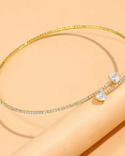 Sparkling Heart-Shaped Open Collar Choker Necklace for Women - Chic and Stylish Jewelry Accessory