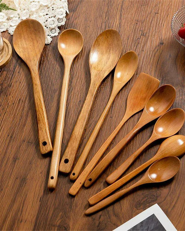 Elegant Japanese Wooden Serving Spoons Set