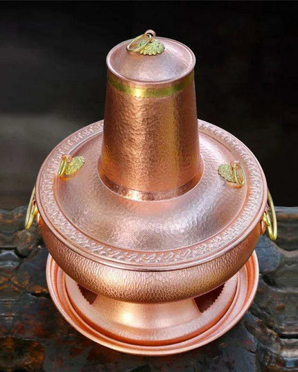 Retro Copper Charcoal Hot Pot - Premium Handcrafted Cooking Vessel