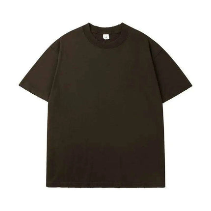 Retro Distressed Oversized Black T-Shirt - Unisex Heavyweight Cotton Urban Fashion
