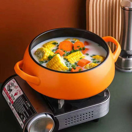 Elegant Orange Nordic Ceramic Casserole with Dual Handles for Gourmet Cuisine