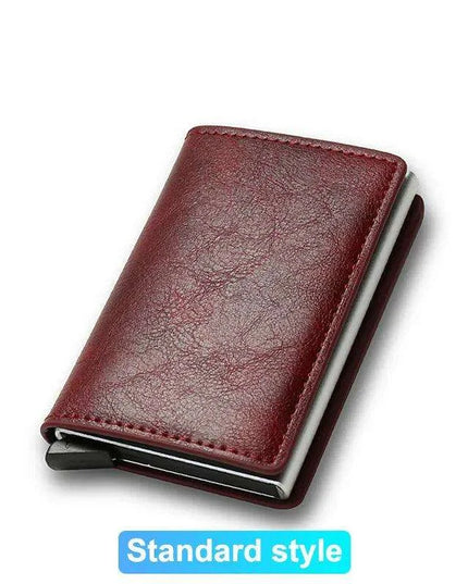 Sleek RFID-Blocking Leather Card Holder - Stylish and Secure Wallet for Men