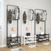 Modern Entryway Organizer with Hooks - Stylish Storage Solution for Shoes and Coats
