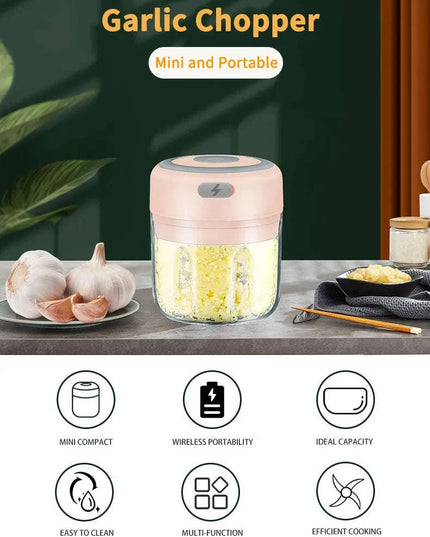 Compact Electric Garlic Chopper with Quick-Slice Technology and Adjustable Capacity