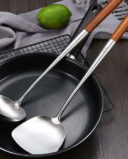 Stainless Steel Wok Spatula and Ladle Kitchen Utensil Set for Cooking