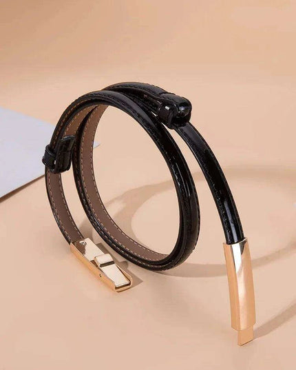 Colorful Women's Leather Belt with Elegant Gold Buckle - Perfect Accessory for Any Outfit