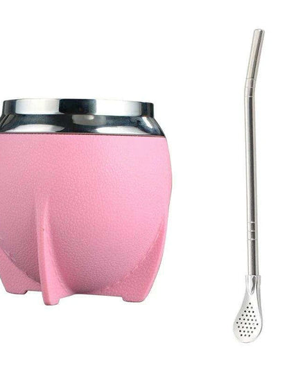 Portable Stainless Steel Yerba Mate Cup & Insulated Water Bottle Set - 280ml Hydration Solution