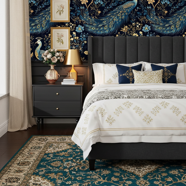 Shop1103395407 Blue Peacock PVC Self-Adhesive Wallpaper - Hotel & Home Wallpaper blue-peacock-flower-pvc-self-adhesive-wallpaper-suitable-for-hotel-and-homestay-decoration-stickers-wallpaper-home-decoration Home & Garden›Home Improvement›Building Supplies›Wallpaper & Accessories›Wallpaper