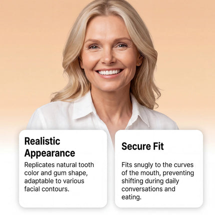 Silicone Full Denture Set with Mirror Storage Case — Natural Look & Comfort Fit
