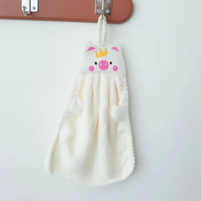 Charming Critter Cartoon Hand Towel Set with Lanyard - Kid-Friendly Hygiene Companion
