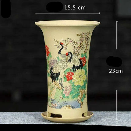 Elegant Lavender Sand Orchid Planter Set: Chic Botanical Accent