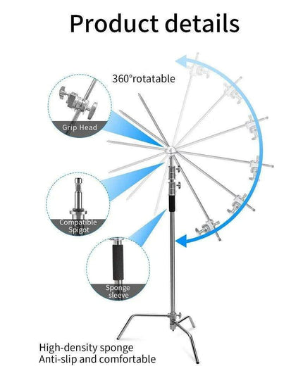 Selens Professional Adjustable C-Stand for Photographers and Videographers - Heavy Duty Aluminum Tripod Support