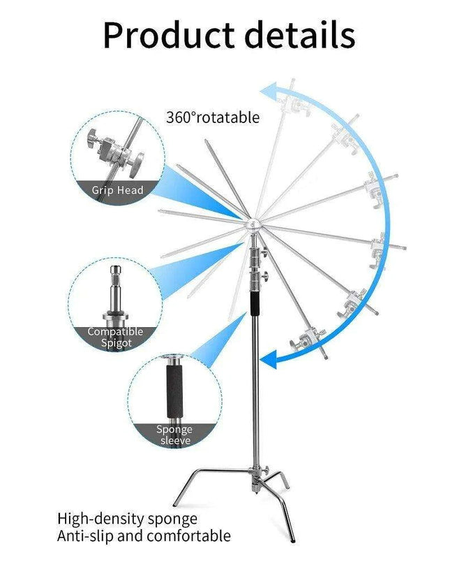 Selens Professional Adjustable C-Stand for Photographers and Videographers - Heavy Duty Aluminum Tripod Support
