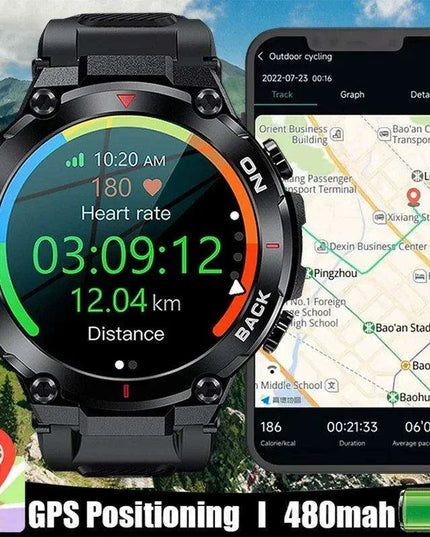 Men's 2024 Outdoor GPS Fitness Smartwatch with Heart Rate Monitor and Waterproof Features