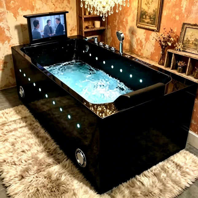 Lynko Modern Acrylic Whirlpool Bathtub with Hydro Massage & TV