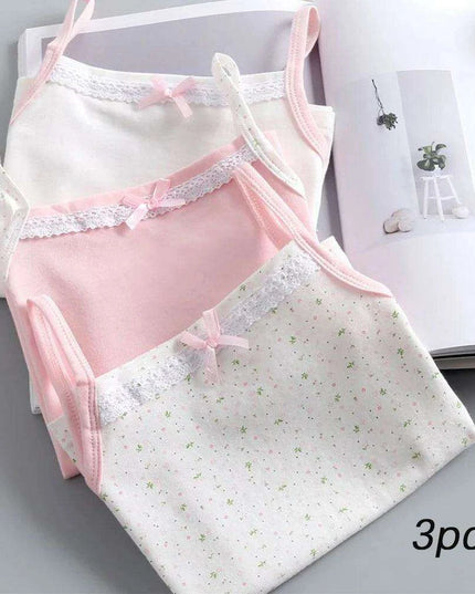Colorful Cartoon Cotton Tank Tops for Girls - 3-Piece Summer Undershirt Set
